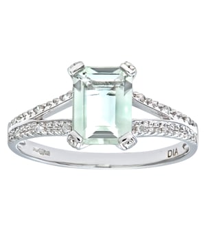 9K (375) White Gold: 2gr; # Diamond: 0.07ct; # Green Amethyst: 1.52ct