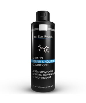 The Keratin Repair & Nourish Conditioner 300 ml is a premium hair care product designed to deeply nourish and repair damaged hair, leaving it feeling soft, smooth, and manageable. This conditioner is part of a comprehensive hair care regimen that includes a shampoo, both formulated to work together to restore the hair's natural shine and vitality.