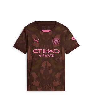 PRODUCT STORY : Defend your goal like Manchester City's finest in this official 24/25 short-sleeved goalkeeper jersey. Lightweight, breathable and cut for action, it features our moisture-wicking dryCELL fabric to keep you feeling cool, comfortable and focused. FEATURES & BENEFITS :  dryCELL: Performance technology designed to wick moisture from the body and keep you free of sweat during exercise. As part of the RE:FIBRE program, this garment is made of at least 95% recycled material from textile waste and other used materials.  DETAILS :  Regular fit. 170 gsm, Jacquard. Crew neck. Short sleeves. Official team branding. PUMA Youth: Recommended for older kids between 8 and 16 years.