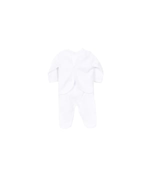 Conjunto para bebé Babidu.
Conjunto de manga larga y pantalón largo.
Cuello redondo con acabado acanalado.
Cierre trasero mediante botones.
Estampados en la parte frontal.
Costuras vistas a tono.
 Composición: 100% Algodón
 Cuidados:
Lavar a temperatura máxima 40º
-No usar lejía
-Admite plancha
-Secar a temperatura baja