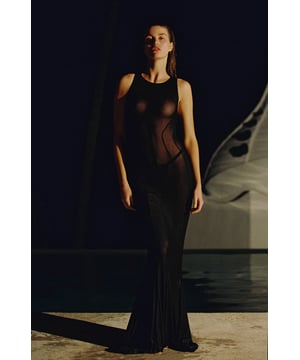 Crafted from barely-there sheer mesh with contour seams that sculpt the silhouette in all the right places, this piece exudes drama. The floor-length dress elevates your beach look taking you from day to night. Style with our range of bikinis or dare to bare some skin and indulge your sensuality.