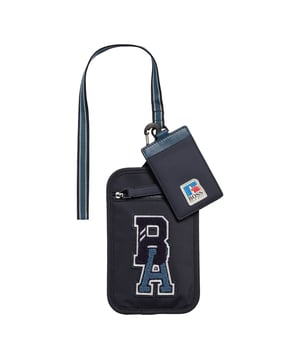 Men's BOSS x Russell Athletic Neck Pouch. A compact neck pouch with a detachable strap, by BOSS. Crafted in structured nylon made from 100% recycled fibers, this neck pouch is detailed with an exclusive logo. A branded hangtag with leather trims completes this accessory. The BOSS x Russell Athletic capsule unites signature style and expert craftsmanship with the aesthetic of an American sportswear icon, creating bold new designs for the next generation. Ref: 50465333410.