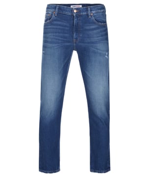 99% Baumwolle, 1% Elastan; Thommy Hilfiger Jeans;  Modell: DM0DM174461BK;  Hochwertig verarbeitet;  Regular tapered;  Klassischer "5 Pocket" Stil;  Verschluss: Knopf, Reißverschluss;  Gürtelschlaufen;  Thommy Hilfiger Jeans Logodetails