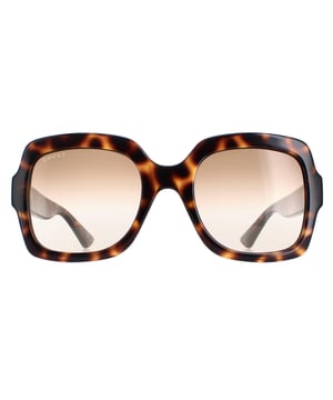 Gucci Square Womens Havana Brown Gradient GG1337S  Sunglasses are a fashionable and timeless accessory that will elevate any outfit. These sunglasses feature a square, retro shape with a lightweight acetate frame and iconic GG logo on the temples. Perfect for anyone looking for a vintage-inspired accessory that exudes luxury and style, these sunglasses are a must-have for any fashion-forward individual..