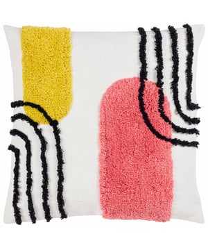 The unique, trend-driven Elmer cushion adds lovely fun pops of colour to your soft furnishings with its bright shapes and stripes of tufted Cotton, on a slub cotton base. The on-trend curves break up the shapes to help create this fun, retro design. A fab choice for your own modern living space. Size: 45 x 45cm