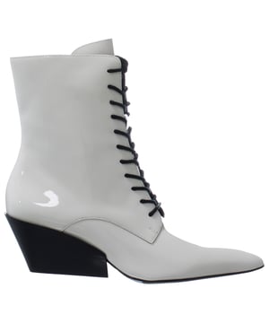 Calvin Klein Faith Lace-Up White Patent Leather Zapatos para mujer R0757_White