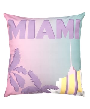 Bring the feel of Miami to your garden this summer. A chic, colourful cushion with the focal point being the iconic art deco architecture and the bold Miami slogan. Mix and match with other cushions from the collection, pop them in your outdoor space and make a statement.