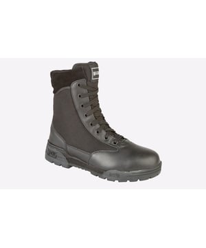 Step into reliable performance with the Magnum Classic Military combat boot. Crafted with a durable leather/textile mix upper and a secure lace closure, these boots provide stability and support in demanding environments. The Cambrelle hardwearing lining offers moisture-wicking and breathability, keeping your feet dry and comfortable all day long. Featuring a robust nitrile/rubber outsole for superior grip and durability, these boots are complemented by Magnum branding, symbolizing quality and resilience in every step. Ideal for military personnel and outdoor enthusiasts alike, the Magnum Classic Military Combat Boot ensures comfort and functionality in every mission.
 - Leather / textile mix upper 
 - Secure lace closure 
 - Cambrelle hardwearing moisture wicking & breathable lining
 - Nitrile / rubber outsole
 - Magnum branding