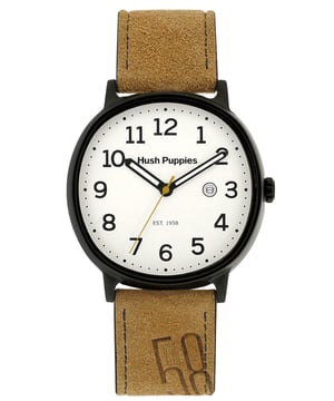 Hush Puppies: reloj blanco para hombre de 1958