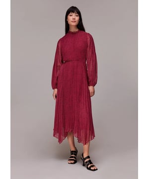 Unveil an unrestrained grace with the 'Abstract Dress,' delivered in striking 'Pink/Multi'. Flaunting long sleeves with an enigmatic snake plisse motif, this midi masterpiece is pure poetry in motion, intended to adorn evening soirees with sartorial splendor. Share in the vision of eco-conscious style—crafted from 100% recycled polyester fibers. Define the epoch of opulence as this entrancing silhouette weaves between classic elegance and avant-garde allure.