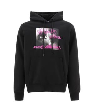 Blijf warm en stijlvol met deze Off-White Hoodie. Deze hoodie heeft een eigentijds ontwerp en het iconische logo en zal zeker een gespreksstarter zijn. Pronk met je unieke stijl!., Tornado-ontwerp, Verstelbare capuchon met trekkoord, Grote kangoeroezak aan de voorkant, Slim fit, 100% katoen, Gemaakt in Italië, Streetwear, Zwarte hoodie, Trui met capuchon