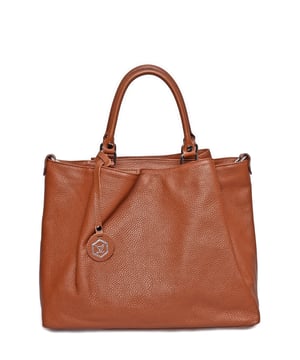 Bolso de mano  
100% cuero de vaca  
Cierre superior con cremallera  
Bolsillo interior con cremallera  
Compartimentos delanteros y traseros  
Pies con tachuelas  
Dimensiones (L): 28x39x17 cm  
Asa: 38 cm  
Correa para el hombro: 120 cm