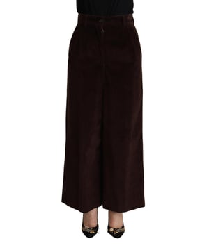 DOLCE & GABBANA Hoge Taille Wijde Pantalon  
100% Authentiek Dolce & Gabbana  
Wijde pijpen  
Reguliere pasvorm  
Kleur: Zwart  
Ritssluiting en knoopsluiting  
Logo-details  
Gemaakt in Italië  
Materiaal: 98% Katoen 2% Elasthan  