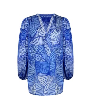 Muestra tu estilo luciendo la Blusa Azul Inoa. Su favorecedor estampado lo convierte en una pieza atemporal para tu armario. Confeccionado con tela lujosa, haras una declaracion con cada uso. !Haz una declaracion con estilo! 100 % seda, dise�o floral, manga larga, cuello en V. Este articulo es adecuado para las tallas UK 8 - UK 14 Estilo del producto: Exuma Bleu 1202119