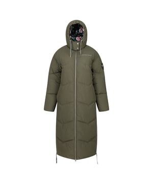 100% Polyester. Filling: Faux Down, Feather-Free, Recycled. Design: All-Over Print, Embroidered Patch, Logo, Quilted. Fabric Technology: DWR Finish, Hardwearing. Neckline: Hooded. Sleeve-Type: Long-Sleeved. Lower Side Seam, Reversible. Hood Features: Drawcord, Grown On Hood. Length: Longline. Pockets: 2 Lower Pockets, Welted, 2 Side Pockets, Zip. Fastening: Full Zip, Stud. Hem: Adjustable. Sustainability: Cruelty Free, Made from Recycled Materials. 8 UK: 32 in. 10 UK: 34 in. 12 UK: 36 in. 14 UK: 38 in. 20 UK: 45 in. 18 UK: 43 in. 16 UK: 40 in.