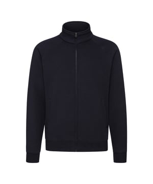 Materialzusammensetzung (%): 70% Baumwolle, 30% Polyester. Gewebe: Single Jersey. Design: Unifarben. GSM (Gramm pro Quadratmeter): 280. Hochgeschnittener Kragen, verklebt. Bündchen: Elastisch. Langärmlig. Doppelnadel-Stich. Taschenart: 2 Vordertaschen, Eingefasst. Durchgehender Reißverschluss. Saum: Elastisch. Nachhaltigkeit: Amfori-Freigabe, Better Cotton Initiative, BSCI, Verein für faire Arbeit, Oeko-Tex Standard 100 zertifiziert.