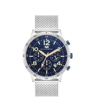 The timepiece from the Rhodenwald & Sons manufacture combines the design masculine chronograph with the elegance of a dresswatch. The model from the "Flight Captain" series is inspired by the tricompax arrangement of classic pilot watches and scores with a 24-hour display, stopwatch and date. In terms of color, the totalists fit harmoniously into the elegantly designed dial - a reliable companion with the aura of freedom, adventure and fame. The clock inspires with a robust stainless steel case, luminiscant sticker and a precise quartz train. A fine-broken Milanais bracelet made of stainless steel with sliding lock rounds off the first-class equipment.
