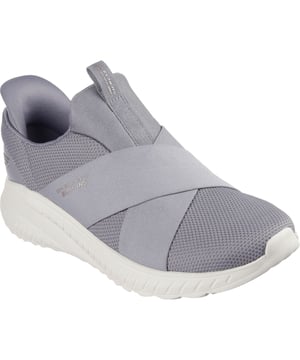 Sportlicher Stil und Komfort mit Skechers Slip-ins: Bobs Squad Chaos Your Moment. Dieser Mesh-Sneaker verfügt über eine gepolsterte Skechers Memory Foam-Einlegesohle und ein integriertes Slip-In-Kreuzriemen-Design für eine einfache Passform.
