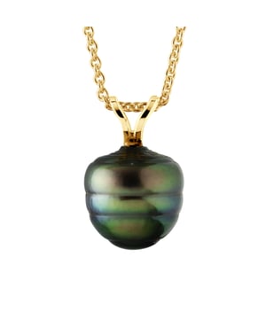 Bail Pendant V - Wire Yellow Gold 750 duizendste - Pearl Tahitiaanse omcirkeld 9-10 mm - * Deze hanger wordt geleverd in een kistje met vergulde ketting aangeboden - Wordt geleverd in een koffer met een certificaat van echtheid en een internationale garantie - Al onze juwelen zijn gemaakt in Frankrijk.