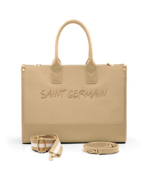 QUARTIER LATIN Large Tote Bag - Inside pocket - 2 adjustable and removable shoulder straps available - Can be worn as a schoolbag - ATELIERS SAINT GERMAIN embroidery on the outside - Smooth leather and fabric finish