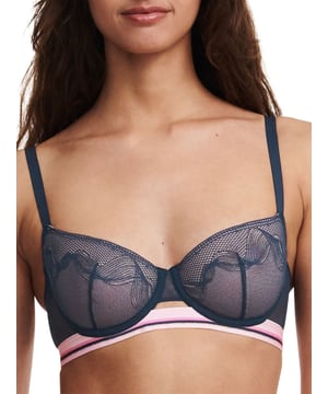 Soft cup bra, partially sheer cups, mesh inlay, B to H-cup