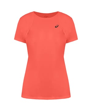 Asics Short Sleeve Crew Neck Orange Plain Womens T-Shirt 121714 0552