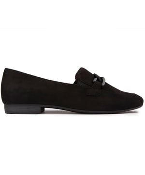 Zapato de montar Jana de mujer en color negro, fabricado en material sintético y suela de goma. Características: plantilla cómoda, montura tonal, parte superior suave, totalmente forrada y suela flexible.