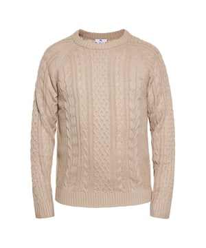 Deze gebreide trui is gemaakt voor comfort en stijl en heeft een klassieke ronde halslijn en lange mouwen. Het structuurpatroon toont meerdere gebreide kabelontwerpen die verticaal langs het kledingstuk lopen, wat een vleugje verfijning toevoegt aan de casual uitstraling. Deze warme trui is afgewerkt met geribd breisel aan de zoom, manchetten en halslijn voor elasticiteit en een goede pasvorm en is perfect voor koeler weer. Dit effen ontwerp is veelzijdig genoeg om als toplaag te dragen en is ideaal voor wie op zoek is naar een eenvoudige maar toch chique toevoeging aan hun garderobe.  Gebreide trui