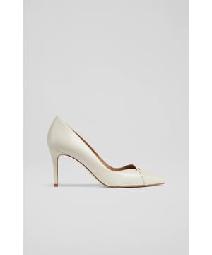 An elevated take on a classic court, our new Fiora heels have a fancier touch, for when you need to feel it. Expertly made in Spain from butter-soft off-white nappa leather, they have a pointed toe, a beautiful shape, understated gold nugget detail and a leather wrapped 75mm stiletto heel. Step into these and instantly step things up.