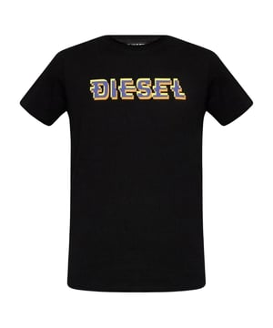 Short Sleeved Black T-Shirt, Diesel Branding, Crew Neck Tee, Regular Fit, Fits True To Size, 100% Cotton, Black Tee