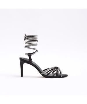 ​Diamante straps, Tie up detail, Heel height: 8cm