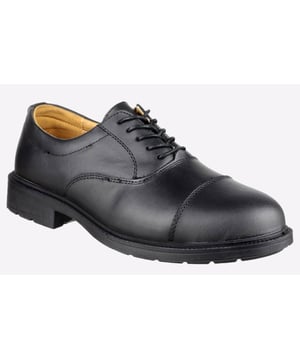 Herren Schutz-Oxfordschuh mit stoß- und druckfestem Zehenschutz und leichtem, flexibler Zwischensohle für optimalen Fußschutz. Ideal für Büroarbeiten und Managementkleidung.
- Schnürsicherheitsschuh - Gepolsterter Kragen - Einheitsdichte PU-Sohle - S1-SRC Sicherheitsklasse - Entspricht EN ISO 20345:2011