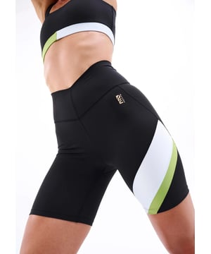 High rise 7 bike shorts. Squat proof with a matte finish. P.E Nation logo at hip