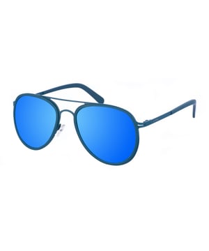 Gafas de sol Kypers con montura de metal.
Color Azul
Forma ovalada.
Lentes de color Azul
Patillas de metal y acabado en acetato, con el nombre de la marca grabado.
100% Protección UV. 
Cristales antirreflejo polarizados.
Incluye una funda de tela de protección.

Medidas  Alto lente: 50 mm
Ancho lente: 55 mm.
Puente: 18 mm.
Patillas: 140 mm.

Limpieza y manutención:
-Limpiar las gafas con agua y jabón (neutro).
- No utilice paños sucios o abrasivos, que puedan alterar las características de los filtros.
- Utilice solo accesorios y repuestos originales.