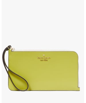 Lucy Bicolor Saffiano Leather Medium L-Zip Wristlet, 3 Credit Card Slots, Back Slip Pocket,  Width: 11.50 Cm,  Height: 20.00 Cm