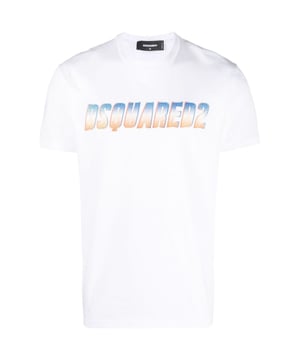 D2 wit T-shirt met korte mouwen, coole pasvorm, maat valt normaal 100% katoen, gemaakt in Itali‘, ronde hals, korte mouwen S74GD1156 S23009 100W