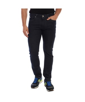 Slim fit jeans from Emporio Armani, designed to offer a casual style with a touch of elegance.

 Crafted from high-quality dark denim, it features a slim fit that follows the line of the leg without being overly tight, achieving a perfect balance between comfort and style.

 Equipped with button and zipper closure and the classic five-pocket design, it combines functionality and aesthetics.

 On the back, it includes a discreet mini logo of the brand on one of the pockets, as well as a logo patch on the hem of the waistband, highlighting the authenticity and sophistication of Emporio Armani.

 Ideal for those looking for a versatile and refined garment for any casual occasion.
 Composition: 95% Cotton, 3% Polyester, 2% Elastane
 Care:
- Machine wash on gentle cycle.
 - Use similar colors in the wash.
 - Avoid the use of bleaches.
 - Dry at low temperature in the dryer.
 - Iron at low temperature.
 - Do not dry clean.