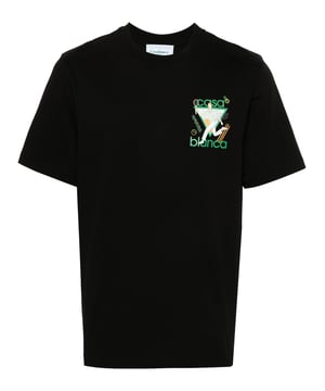 Casablanca Le Jeu Printed Cotton T-Shirt in Black