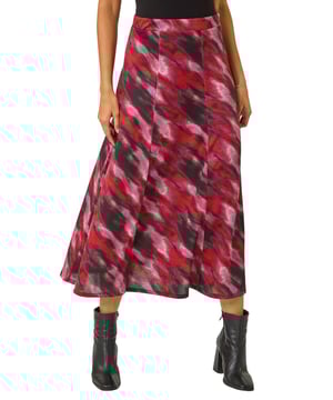 Abstract Print Midi Skirt from Roman. Make a bold statement this Autumn/Winter season in this striking abstract midi skirt. The all over print adds a touch of fun to your wardrobe. Designed in a chic midi length with an elasticated waistband, this pull on skirt ensures a comfortable and stylish fit. Pair with cosy knitwear and your favourite boots for a trendy and effortless look that will take you from day to night with ease!