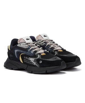 These Lacoste L003 Neo 123 1 SFA Women's Black/Navy Trainers features a sleek black design with navy blue accents that add a pop of color to the overall look. The upper of the shoe is made from a combination of synthetic leather and mesh  which provides both durability and breathability. The lace-up closure ensures a secure and adjustable fit  while the padded collar and tongue offer additional comfort and support. The sole of the shoe is made from a sturdy rubber material that provides excellent traction and stability on various surfaces  making them ideal for sports activities or everyday wear.