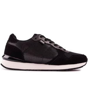 This Black Xti Trainer Is A Contemporary, Striking Running-style Shoe For Your Urban Adventures, Shopping Trips And Walks In The Park. The Eye-catching Pair Features A Soft Textile Upper With A Smart Design And A Comfy, Cushioned Insole On A Chunky Outsole. The Modern Sneaker Shows Off Signature Branding And Fashion Details.