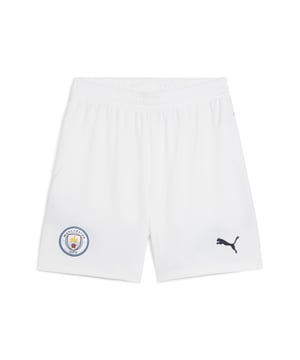 PRODUCT STORY: Hit the pitch like Manchester City's finest in these football shorts. They're made from sweat-wicking material to keep you cool in the tensest moments of the game and are finished with the team's famous crest on the leg. FEATURES & BENEFITS: dryCELL: Performance technology designed to wick moisture from the body and keep you free of sweat during exercise; As part of the RE:FIBRE program, this garment is made of at least 95% recycled material from textile waste and other used materials. DETAILS: Regular fit; 170 gsm, Jacquard; Medium rise; Official team branding; PUMA branding details; PUMA Youth: Recommended for older kids between 8 and 16 years. Our model is 150 cm tall and is wearing size 152 RUS.