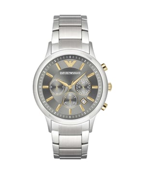 Emporio Armani AR11047 EAN 4053858869158- Heren Tweekleurig Goud Chronograaf Horloge. Kwartsuurwerk op batterijen met drie subdials en chronograafweergave.