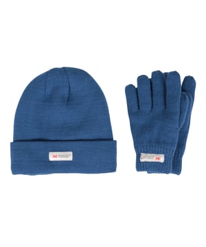 Outer Materials: 100% Acrylic. Lining Material: 100% Polyester. Filling Material: 61% Polypropylene, 39% Polyester. Lining: 3M Thinsulate, Fleece. Contents: 2 Gloves, 1 Beanie. Fabric Technology: Breathable. Design: Plain, Text.