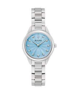 This Bulova Sutton Analogue Watch for Women is the perfect timepiece to wear or to gift. It's Silver 28 mm Round case combined with the comfortable Silver Stainless steel watch band will ensure you enjoy this stunning timepiece without any compromise. Operated by a high quality Quartz movement and water resistant to 3 bars, your watch will keep ticking.
