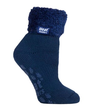 Lounge around the home in these cosy socks. Whether you're looking to stay warm or comfortable indoors, these lounge socks feature a cute and stylish design so you can pair them with any casual outfit! Every Heat Holders® sock, including these lounge socks, are created by UK PATENTED knitting technology. This unique manufacturing process together with Heat Holders® innovative Japanese designed thermal yarn ensures maximum warmth is held close to the skin, keeping your feet warmer for longer. With a strong TOG rating of 2.34, these socks are designed to keep your feet warm as well as retain heat close to the skin. They also prevent your feet from feeling clammy with their soft brushed inner thermal lining. With long pile cushioning, these thermal socks will help keep feet fully comfortable and supported. Heat Holders are made from a specially developed heavy bulk yarn which has extreme thermal-like qualities. These socks would make the perfect gift for any woman who suffers cold feet! Choose from our different colours and styles to suit your woman's fashionable needs! Why not treat yourself to these lovely pair of cosy socks to wear in bed? Featuring a turn over cuff, you can pull up or roll down these socks for a much more comfortable fit! These socks also have a low cut ankle length so you can subtly show off your socks! Stop sliding or slipping on wooden or tiled floors with these non-slip gripped socks. They feature a rubber-like non-slip grip so you can walk around the home comfortably. These socks are available in womens sizes 4-8 UK