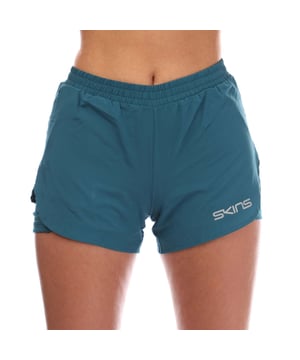 Womens Skins Series-3 X-Fit Shorts in teal.- Elasticated waistband.- Hidden mesh panel pocket.- 2-in-1 tights with over-short.- Medium compression profile for everyday comfort and support.- Silver reflective logos.- Lightweight for enhanced movement and performance.- 100% Polyester.- Ref: ST40730710574
