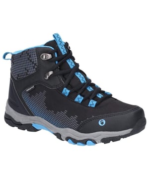 Upper: Textile and synthetic. Lining: Waterproof membrane. Sole: TPR. Fastening: Lace up. Childrens hiking boot, ideal for trail and hill walking. Front and rear pull loops allow for easy fitting and speed hooks for an easy-off.