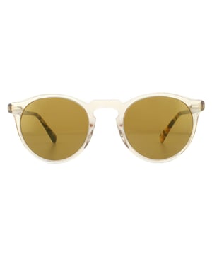 Oliver Peoples Sonnenbrille Gregory Peck OV5217S 1485W4 Buff und Dunkeltortoisenschwarz Goldspiegel ist eine weitere von Prominenten inspirierte Sonnenbrille von Oliver Peoples, mit diesen fantastischen retro-stilisierten runden Gläsern, einem coolen Schlüsselboden-Design und ikonischem Stil.