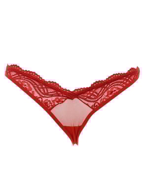 Speciale kerststring van het merk NAYMPHE LINGERIE van Kisses and Love.
 Verstelbare bandjes aan de zijkant voor een betere pasvorm.
 Kanten details aan de voorkant.
 Zachte en ademende stof.
 Oorbel details die de string bandjes verbinden.
 Elastisch materiaal.
 Bijpassende voering.
 Naden in toon zichtbaar.
 Samenstelling: 80% polyamide, 20% elastaan
 Onderhoud:
Machinewasbaar op maximaal 30º.
 Geen bleekmiddel gebruiken.
 Het gebruik van een strijkijzer is niet toegestaan.
 Niet chemisch reinigen.
 Droger is niet toegestaan.